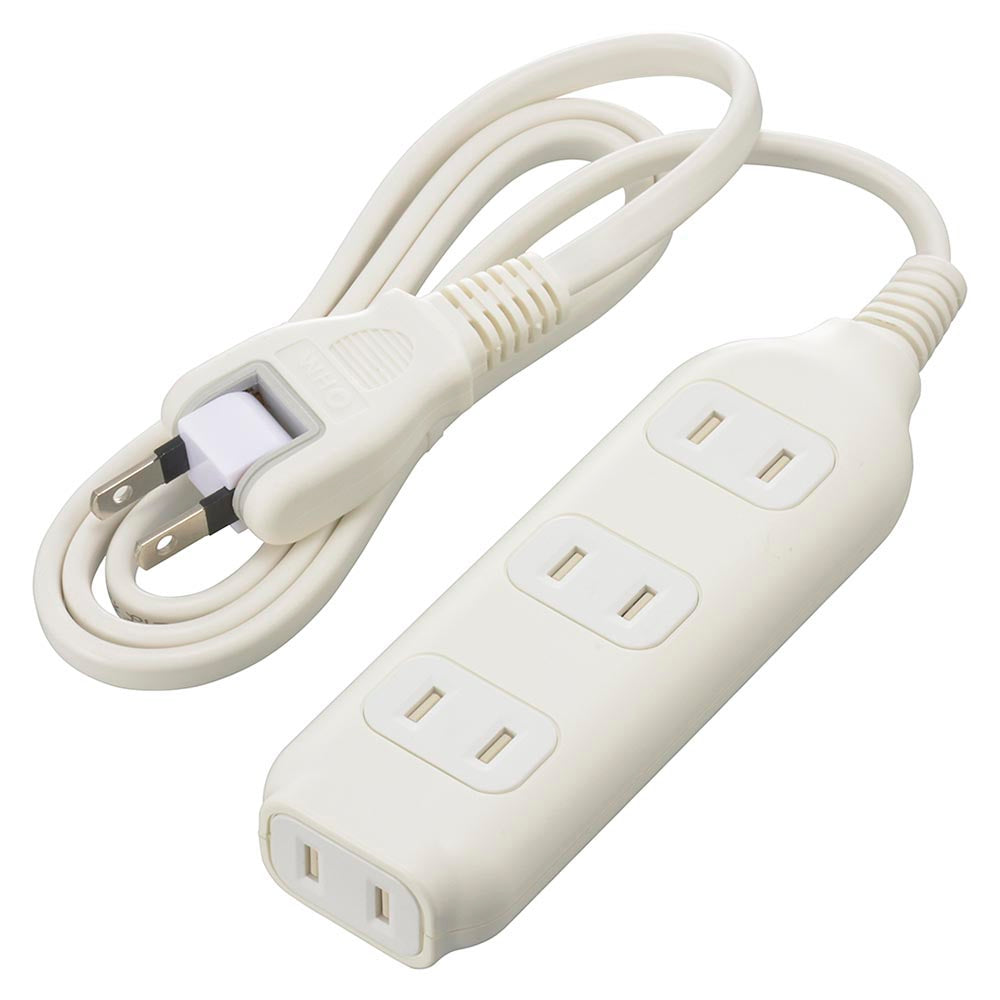 コード付タップ(4個口/1m/難燃・耐熱ボディ/ホコリシャッター付/フリープラグ/ホワイト)_00-1676_HS-T41W22_OHM(オーム電機)