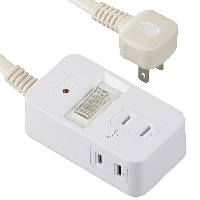 発煙ガード・雷ガード・スイッチ付安全タップ(3個口/1m/ホワイト)_00-5344_HS-TP31HS3-W_OHM(オーム電機)