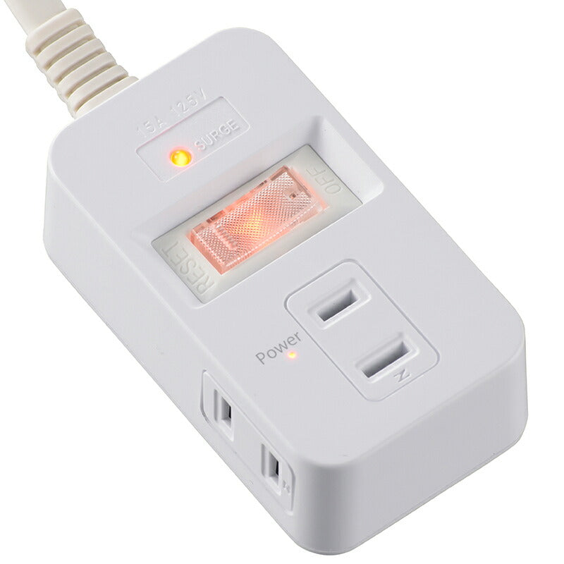 発煙ガード・雷ガード・スイッチ付安全タップ(3個口/1m/ホワイト)_00-5344_HS-TP31HS3-W_OHM(オーム電機)