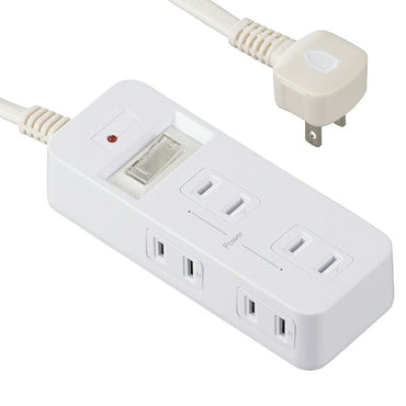 発煙ガード・雷ガード・スイッチ付安全タップ(6個口/1m/ホワイト)_00-5347_HS-TP61HS3-W_OHM(オーム電機)