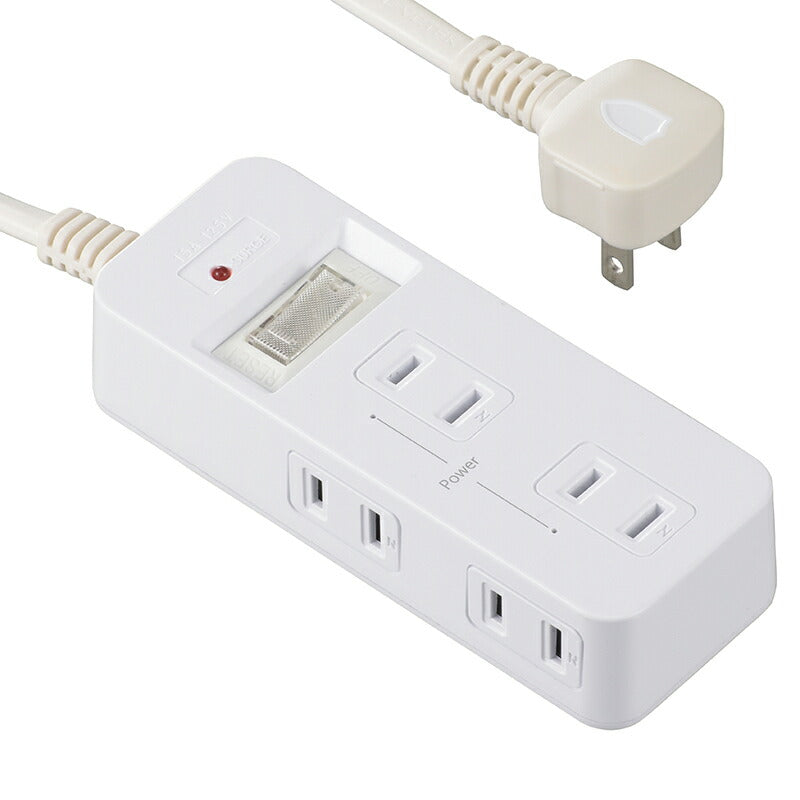 発煙ガード・雷ガード・スイッチ付安全タップ(6個口/2m/ホワイト)_00-5348_HS-TP62HS3-W_OHM(オーム電機)