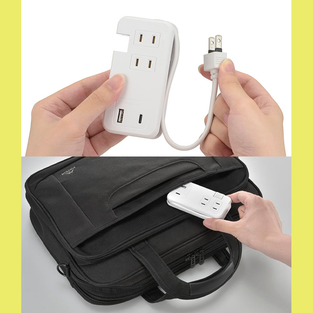 モバイルタップ【ケーブル収納】(ACコンセント×3、Type-A×1、Type-C×1/ケーブル23cm/ホワイト)_00-7083_HS-A3U1C115E-W_OHM(オーム電機)