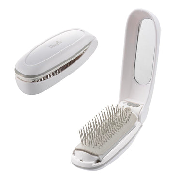 振動ヘアブラシ(振動2段階/ミラー付/単4形×1本使用/連続使用90分/折りたたみ式)_00-8345_HB-TB1178W_OHM(オーム電機)