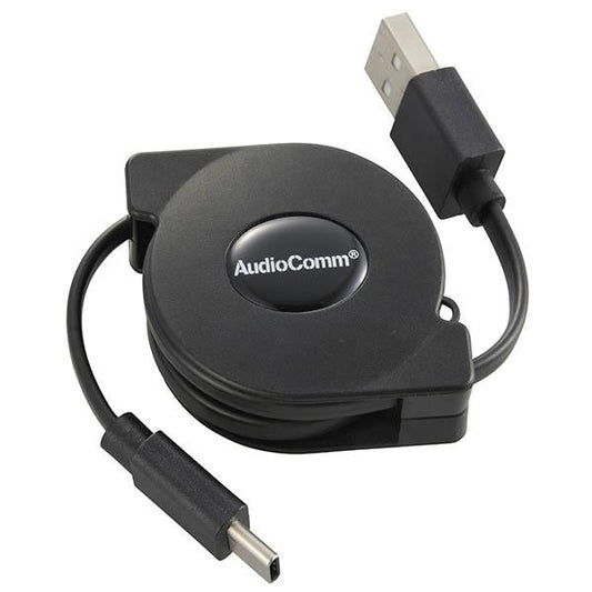 USB2.0 Type-C 巻取ケーブル(0.8m/ブラック)_01-7074_SMT-L08MCA-K_OHM(オーム電機)