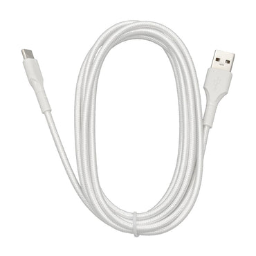 USBケーブル(Type-A to Type-C/3Aの高出力/ロングブッシュ形状/強化メッシュ/2m/ホワイト)_01-7183_SMT-L20KAC-W_OHM(オーム電機)