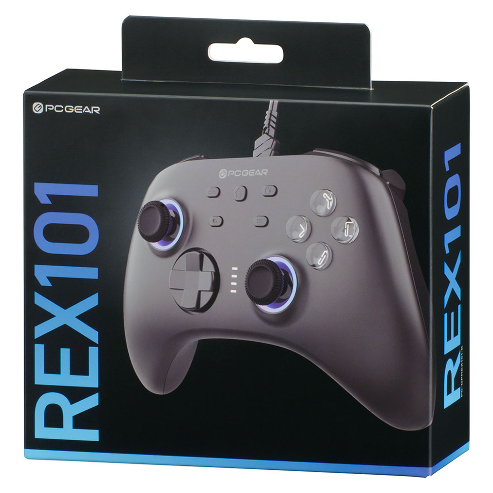 ゲームパッド REX101(有線接続 USB Type-A/RGBバックライト/ボタン数 21/マクロ機能/2段階トリガー/ケーブル1.8m/ブラック)_01-7279_PC-GPREX101-K_OHM(オーム電機)