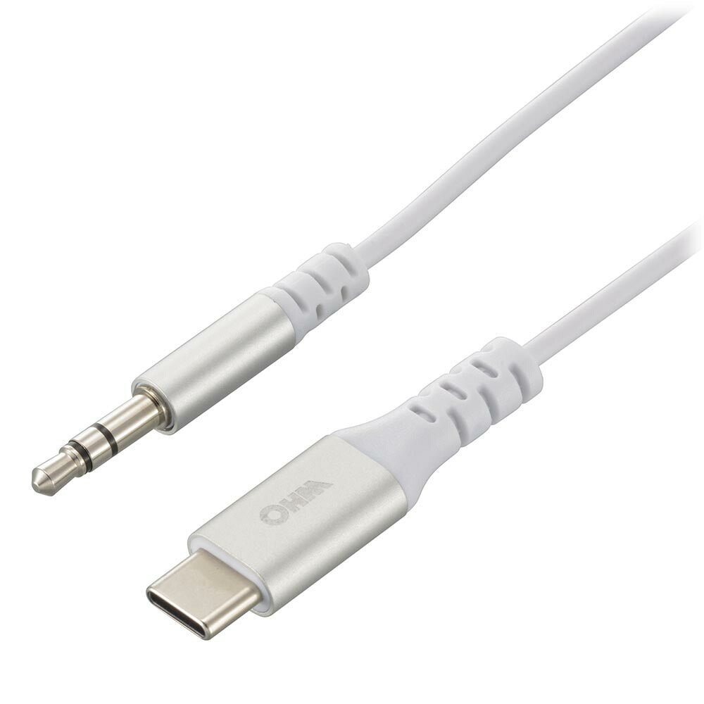 ヘッドホン変換アダプター(USB Type-C (オス)/φ3.5mmヘッドホンプラグ(オス)/DAC機能/ケーブル長1.8m)_01-7315_SMT-L18SP-W_OHM(オーム電機)