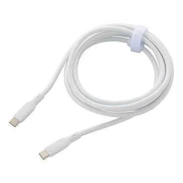 なめらかケーブル(2m/シリコンタイプ/USB-C to C/PD100W対応/白)_01-7339_SMT-L20SCC-W_OHM(オーム電機)