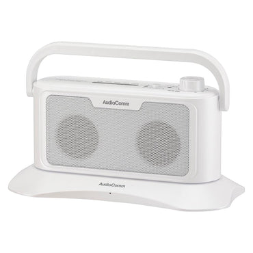 ワイヤレス耳元スピーカー(最長16時間連続使用/充電クレードル式/ヘッドホン端子/RCA端子 2WAY接続/ホワイト)_03-2076_ASP-705N_OHM(オーム電機)