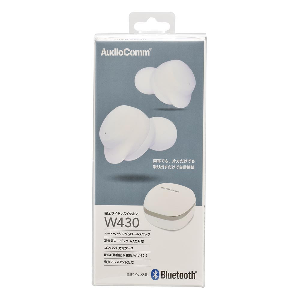完全ワイヤレスホン(Bluetooth/USB-C給電/防塵防水IP54/マイク内蔵/連続使用6時間/ホワイト)_03-2887_HP-W430N-W_OHM(オーム電機)