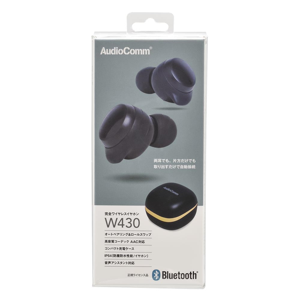 完全ワイヤレスホン(Bluetooth/USB-C給電/防塵防水IP54/マイク内蔵/連続使用6時間/ブラック)_03-2888_HP-W430N-K_OHM(オーム電機)