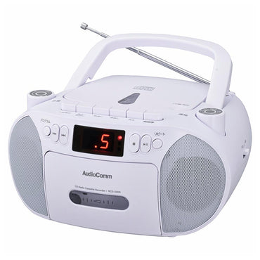 CDラジオカセットレコーダー(口径56mmスピーカー2基/2電源/AC100V、単2形×6本使用/ワイドFM/11W/ホワイト)_03-5561_RCD-320N-W_OHM(オーム電機)
