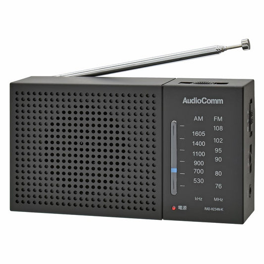 AM/FMハンディラジオ(ワイドFM/単3形×2本使用/ブラック)_03-7054_RAD-H234N-K_OHM(オーム電機)