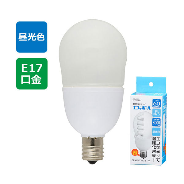電球形蛍光灯 エコなボール(60W相当/12W/E17/720 lm/昼光色)_04-3761_EFA15ED/12-E17N_OHM(オーム電機)