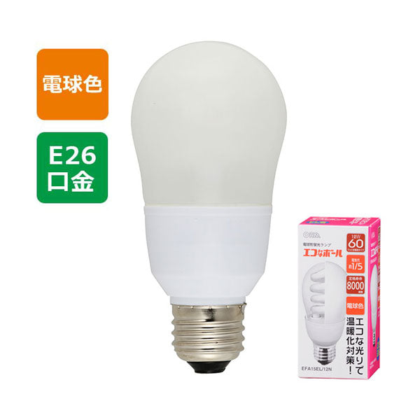 電球形蛍光灯 エコなボール(60W相当/12W/電球色/E26)_04-5420_EFA15EL/12N_OHM(オーム電機)