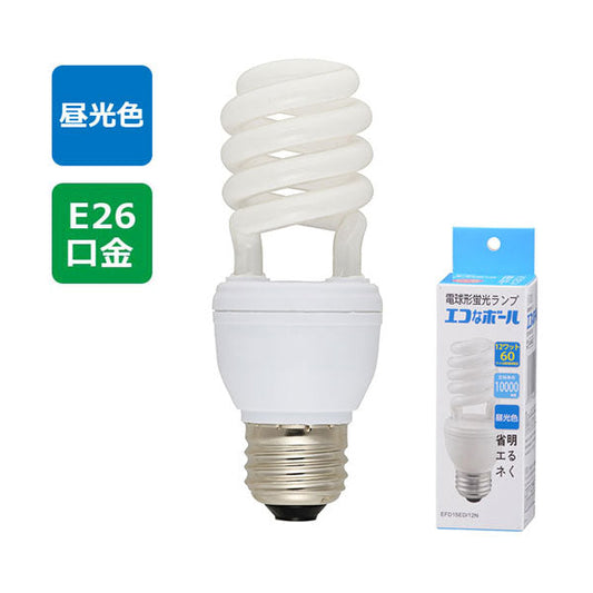 電球形蛍光灯 エコなボール(60W相当/12W/昼光色/E26)_04-5453_EFD15ED/12N_OHM(オーム電機)