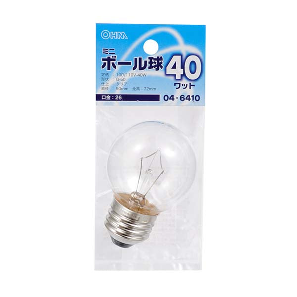 LB-G5640-C ミニボール球(40W/クリア/G50/E26)
