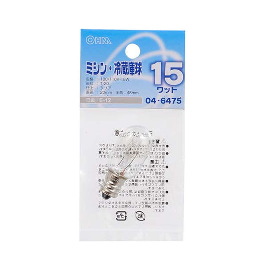 ミシン・冷蔵庫球 E12 クリア_04-6475_LB-T0215-C_OHM(オーム電機)
