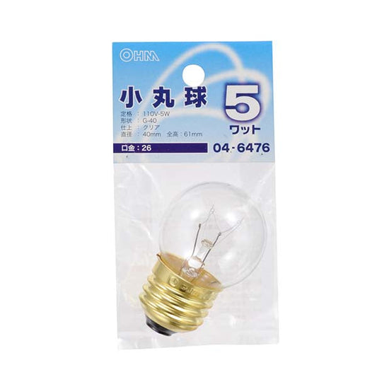 ミニボール球(5W/クリア/G40/E26)_04-6476_LB-G4605-C_OHM(オーム電機)