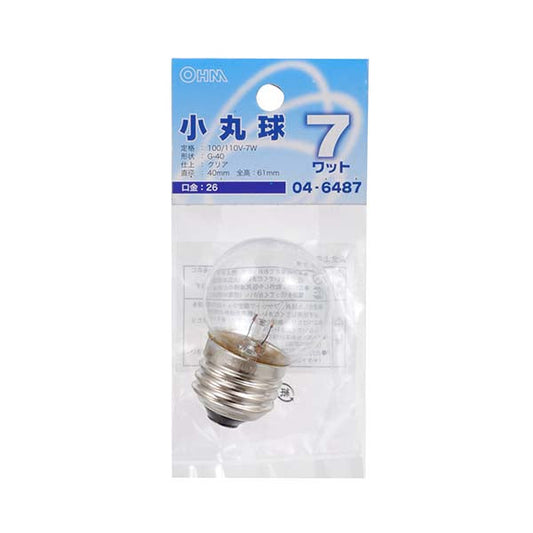 ミニボール球(7W/クリア/G40/E26)_04-6487_LB-G4607-C_OHM(オーム電機)