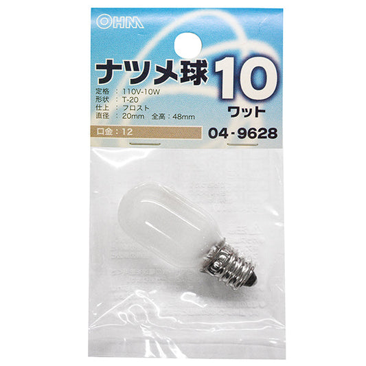 【納期約2週間】ナツメ球(10W/フロスト/E12)_04-9628_LB-T0210-F_OHM(オーム電機)