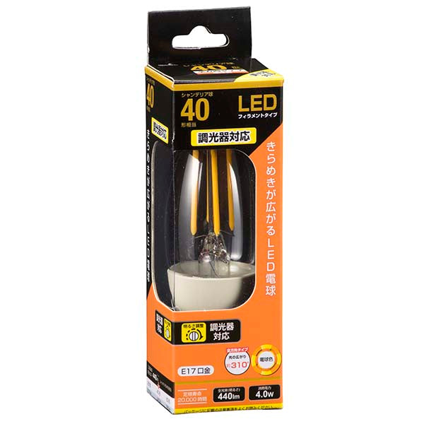 LDC4L-E17/D C6 LEDフィラメントタイプ電球 シャンデリア球 クリア(40形相当/440lm/電球色/E17/全方向配光310°/調光器対応)