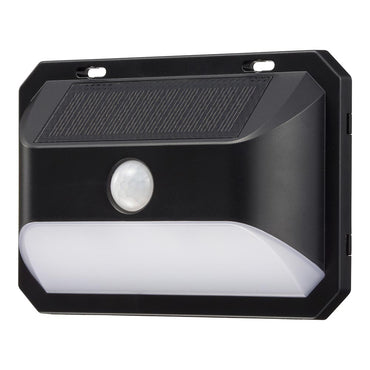 センサーウォールライト(明暗+人感センサー/400 lm/ソーラー発電式/昼光色/保護等級IP65/ブラック)_06-5182_LS-B400JW-SD2_OHM(オーム電機)