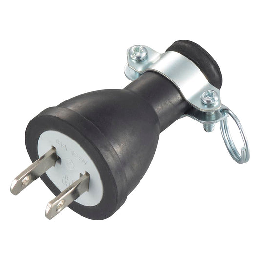 2Pゴムプラグ(補修用/1500Wまで/15A-125V/VCTF 2.0mm2×2芯まで/パッケージあり)_06-5376_HS-H15GP/P_OHM(オーム電機)