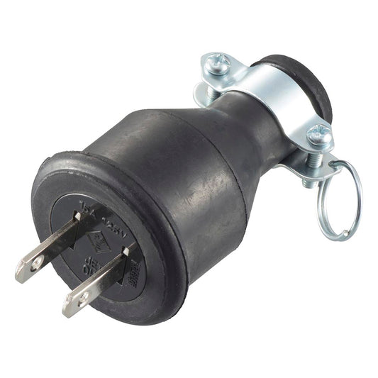 2Pゴムプラグ(補修用/1500Wまで/15A-125V/VCT/CT 2.0mm2×2芯まで/パッケージあり)_06-5378_HS-H15GP-BS/P_OHM(オーム電機)