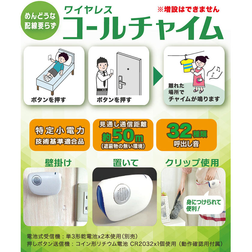 ワイヤレス コールチャイムセット_OCH-R40_07-8304_OHM(オーム電機)