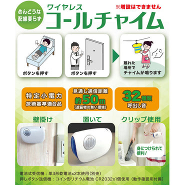 ワイヤレス コールチャイムセット_OCH-R40_07-8304_OHM(オーム電機)