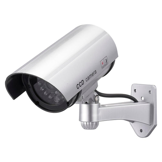 ダミーカメラ(電池式/単3形×2本使用/赤色LED24時間点滅/ステッカー付/シルバー)_07-8697_OSE-PDCW3_OHM(オーム電機)