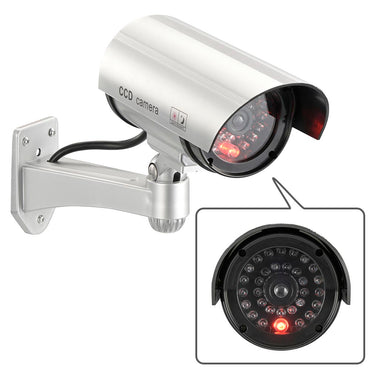 ダミーカメラ(電池式/単3形×2本使用/赤色LED24時間点滅/ステッカー付/シルバー)_07-8697_OSE-PDCW3_OHM(オーム電機)