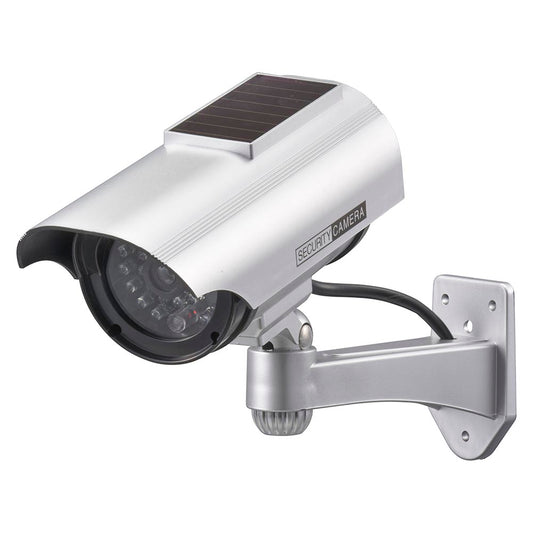 ダミーカメラ(電池式+ソーラー式/単3形×2本使用/赤色LED24時間点滅/ステッカー付/シルバー)_07-8698_OSE-PDCW4_OHM(オーム電機)