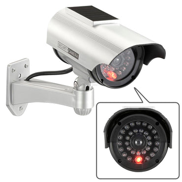 ダミーカメラ(電池式+ソーラー式/単3形×2本使用/赤色LED24時間点滅/ステッカー付/シルバー)_07-8698_OSE-PDCW4_OHM(オーム電機)