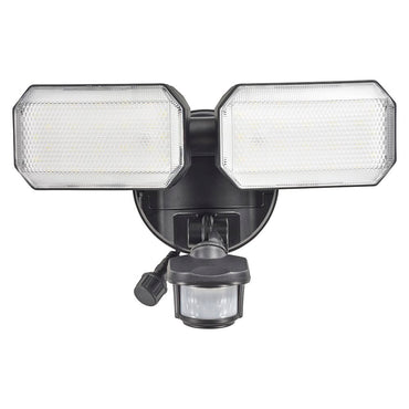 防犯LEDセンサーライト(2000lm/昼光色/リチウム充電池式/保護等級IP55/2灯/ブラック)_07-8802_LS-B312_OHM(オーム電機)