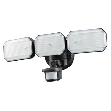 防犯LEDセンサーライト(2500lm/昼光色/リチウム充電池式/保護等級IP55/3灯/ブラック)_07-8803_LS-B313_OHM(オーム電機)