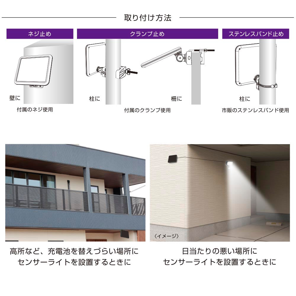 ソーラーパネル(リチウム充電池式センサーライト専用/保護等級IP65/コード長3.3m/ブラック)_07-8804_LS-B314_OHM(オーム電機)
