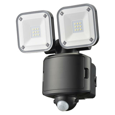 防犯LEDセンサーライト(650 lm/昼光色/単2形×3本使用/保護等級IP44/2灯/ブラック)_07-8806_LS-B65W2_OHM(オーム電機)