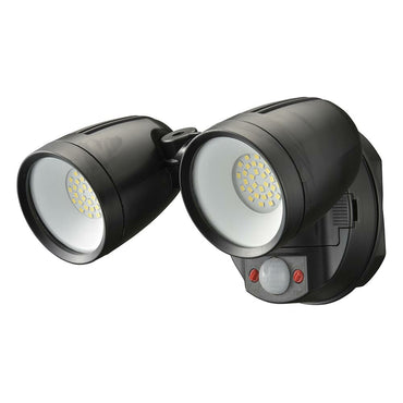 防犯LEDセンサーライト(2000 lm/昼光色/リチウム充電池式/保護等級IP65/2灯/ブラック)_07-8812_LS-B200Y2_OHM(オーム電機)