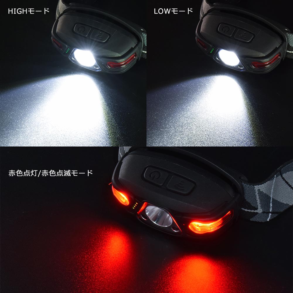 センサー付ヘッドライト(350 lm/USB充電式/連続点灯2~4時間/保護等級IPX4)_08-0943_LC-CS35A7_OHM(オーム電機)