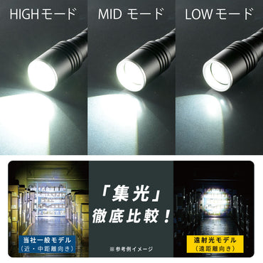 遠射光LEDフラッシュライト(照射距離434m/470 lm/連続使用3.5ー15時間/保護等級IPX4/単3形×2本使用)_08-1355_LHA-LD2A2F-K_OHM(オーム電機)