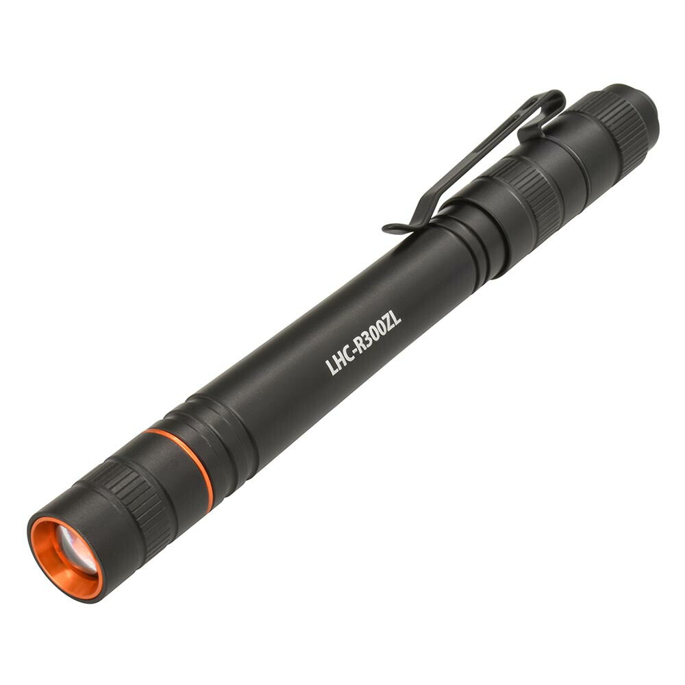 LEDペンライトL(スライドフォーカス機能/調光モード3種類/白色LED/High300 lm/連続使用Low8.5時間/保護等級IPX4/USB充電式/シルバー)_08-1392_LHC-R300ZL-K_OHM(オーム電機)
