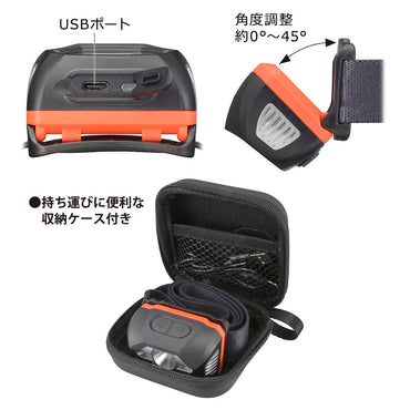 充電式LEDヘッドライト(USB充電式/440 lm FULL/連続使用 70時間 LOW/ブラック)_08-1398_LC-MUS440-K_OHM(オーム電機)