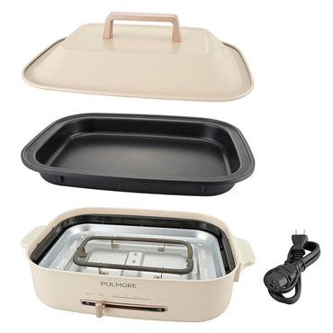 ホットプレート(800W/フッ素樹脂プレート/着脱式電源コード/質量2520g/ホワイト)_08-1461_COK-PYH800-W_OHM(オーム電機)