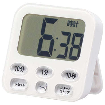 時計付きタイマー(時計機能付/100分計/ガラスドア冷蔵庫対応用吸盤付/単4形×1本使用/ホワイト)_08-1554_COK-T141-W_OHM(オーム電機)