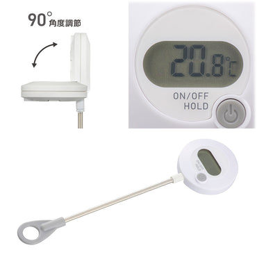 クッキング温度計(90度の角度調節機能/使用温度範囲-20~250℃/ボタン電池CR2032×1個付属/ホワイト)_08-1557_COK-Z101-W_OHM(オーム電機)