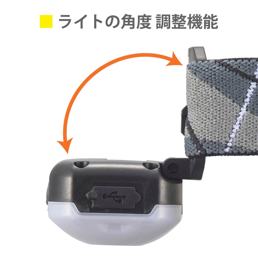 充電式マルチヘッドライト(USB充電 Type-C/スポット2段階調光/ワイド2段階調色/270 lm/連続点灯3~13時間/保護等級IPX4)_08-1665_LC-C27A7_OHM(オーム電機)