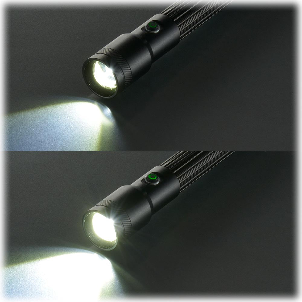 LEDインジケーター付ライト(ズーム機能/白色LED/High300 lm/保護等級IPX6/連続点灯Low11.5時間/単3形×2本使用/マグネット付/ブラック)_08-1717_LHA-Z30A5_OHM(オーム電機)