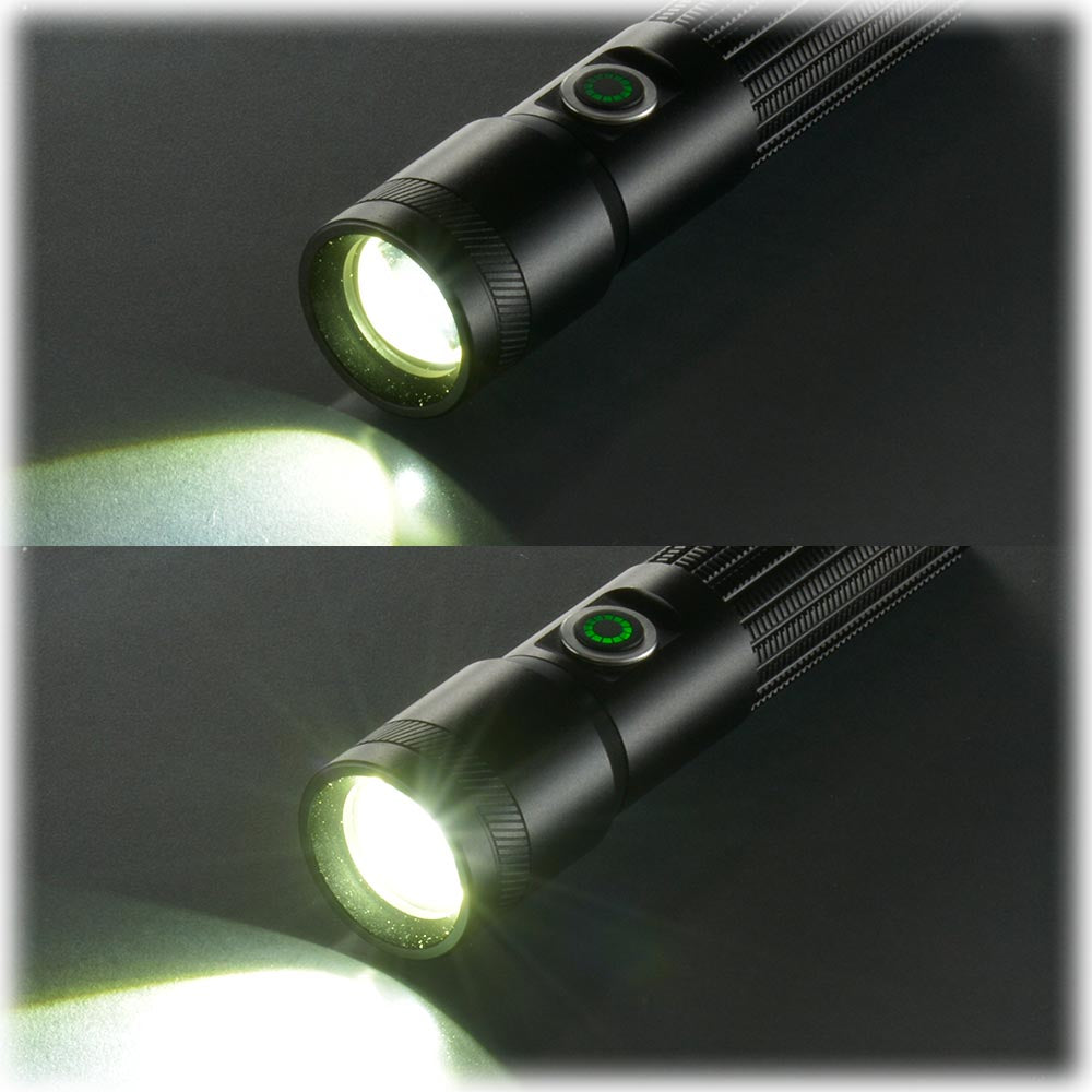 LEDインジケーター付ライト(ズーム機能/白色LED/High470 lm/保護等級IPX6/連続点灯Low8時間/単4形×3本使用/マグネット付/ブラック)_08-1718_LHA-Z47A5_OHM(オーム電機)